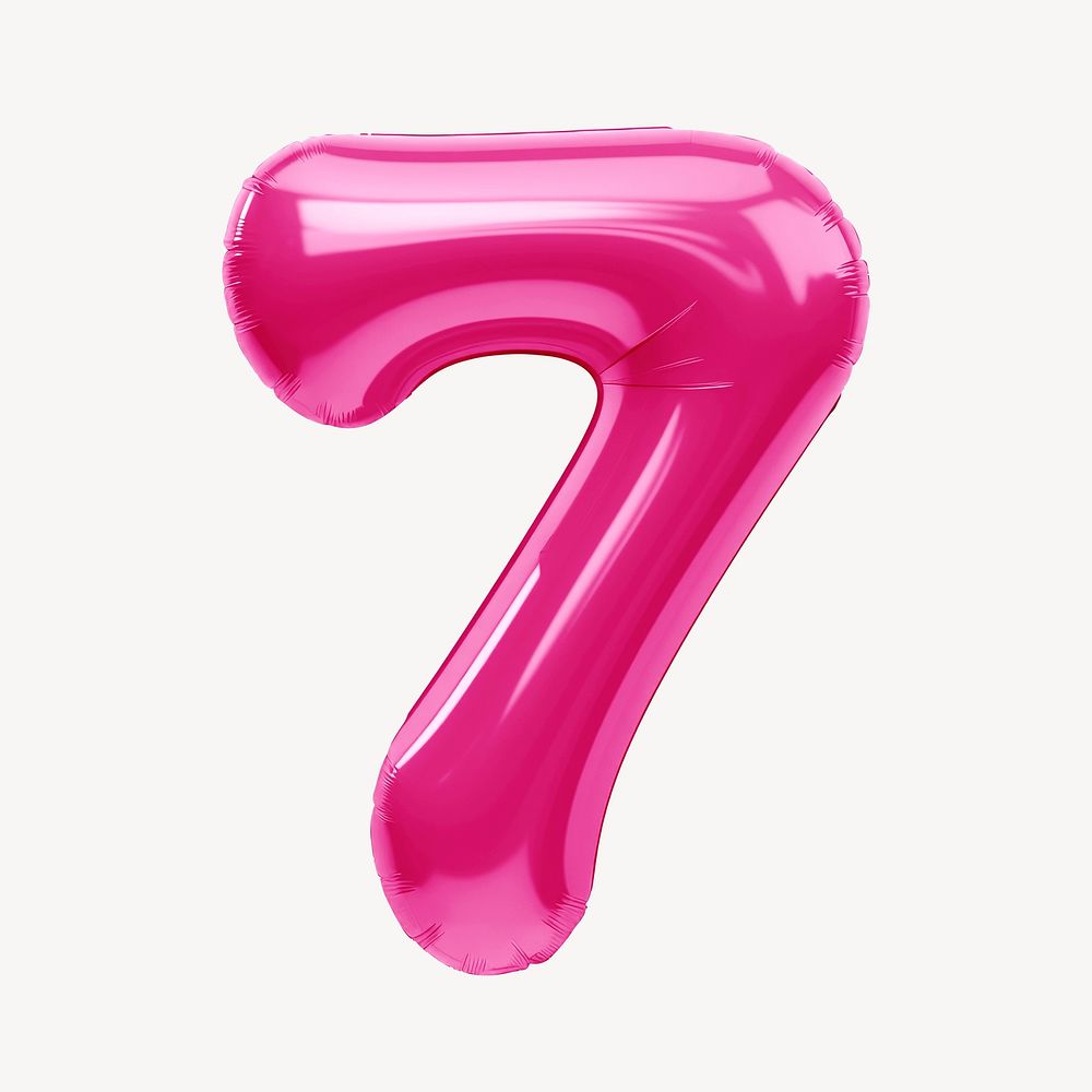 Number 7 pink  3D balloon illustration