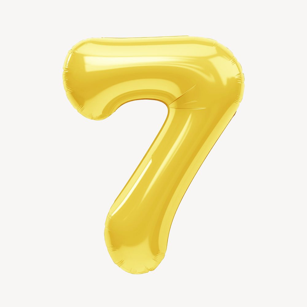 Number seven yellow  3D balloon illustration