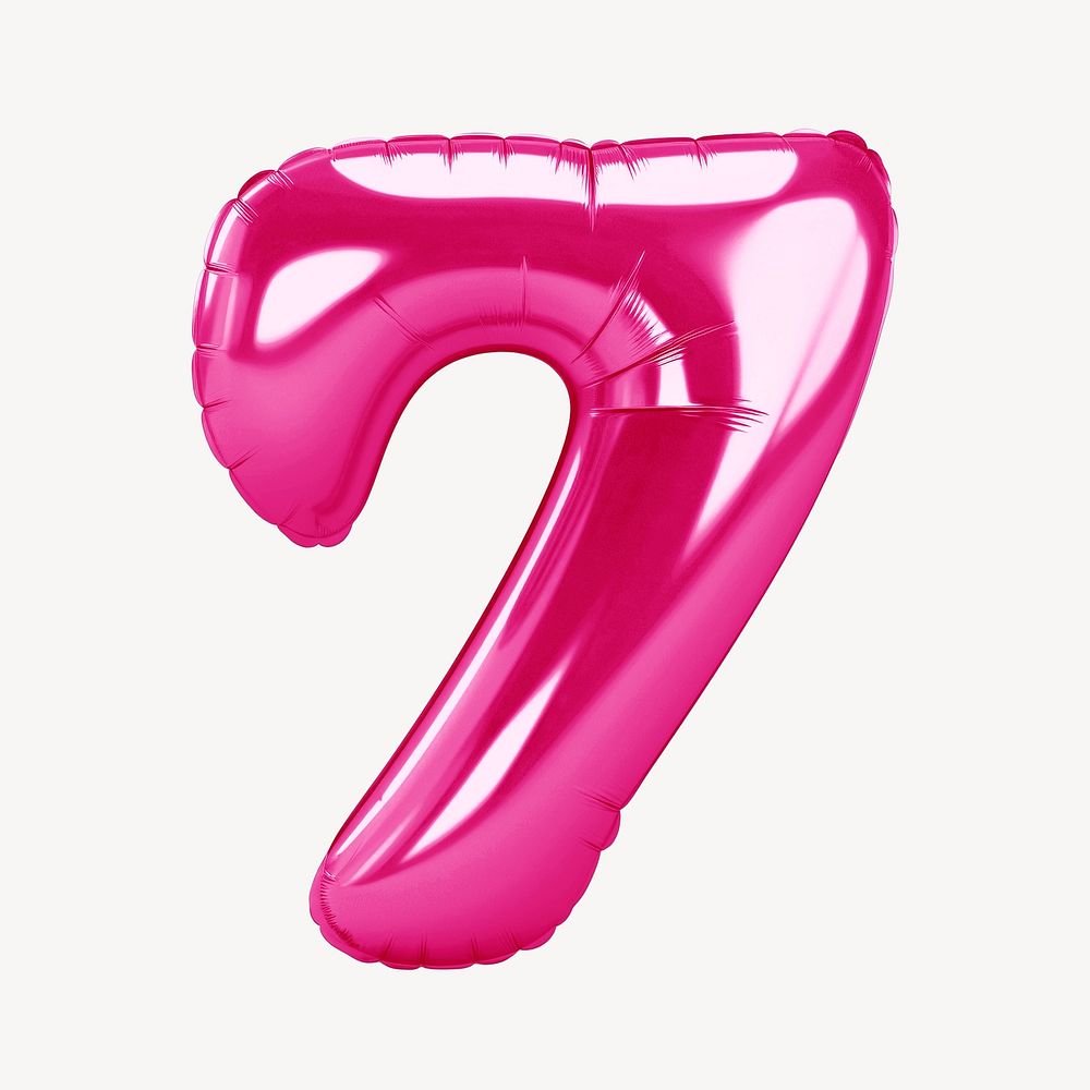 Number 7 pink  3D balloon illustration