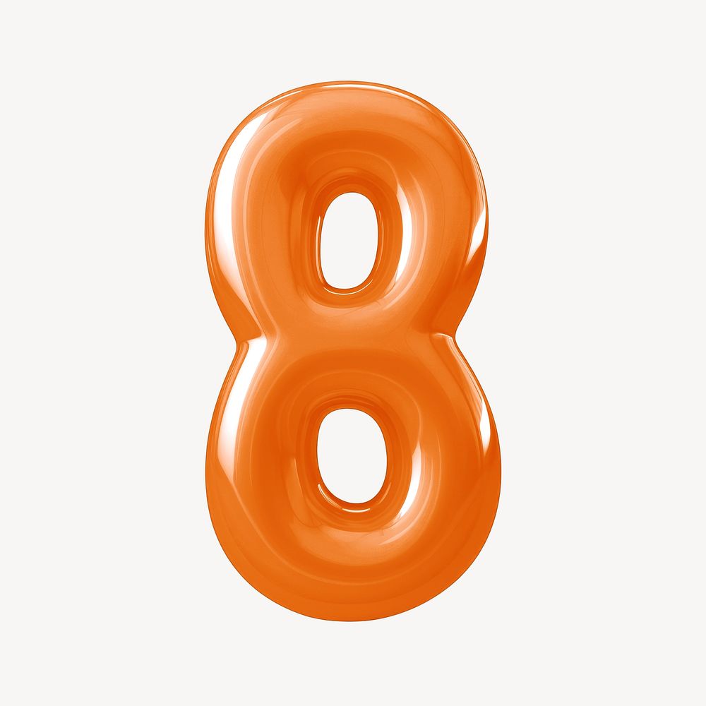 Number 8 orange  3D balloon illustration