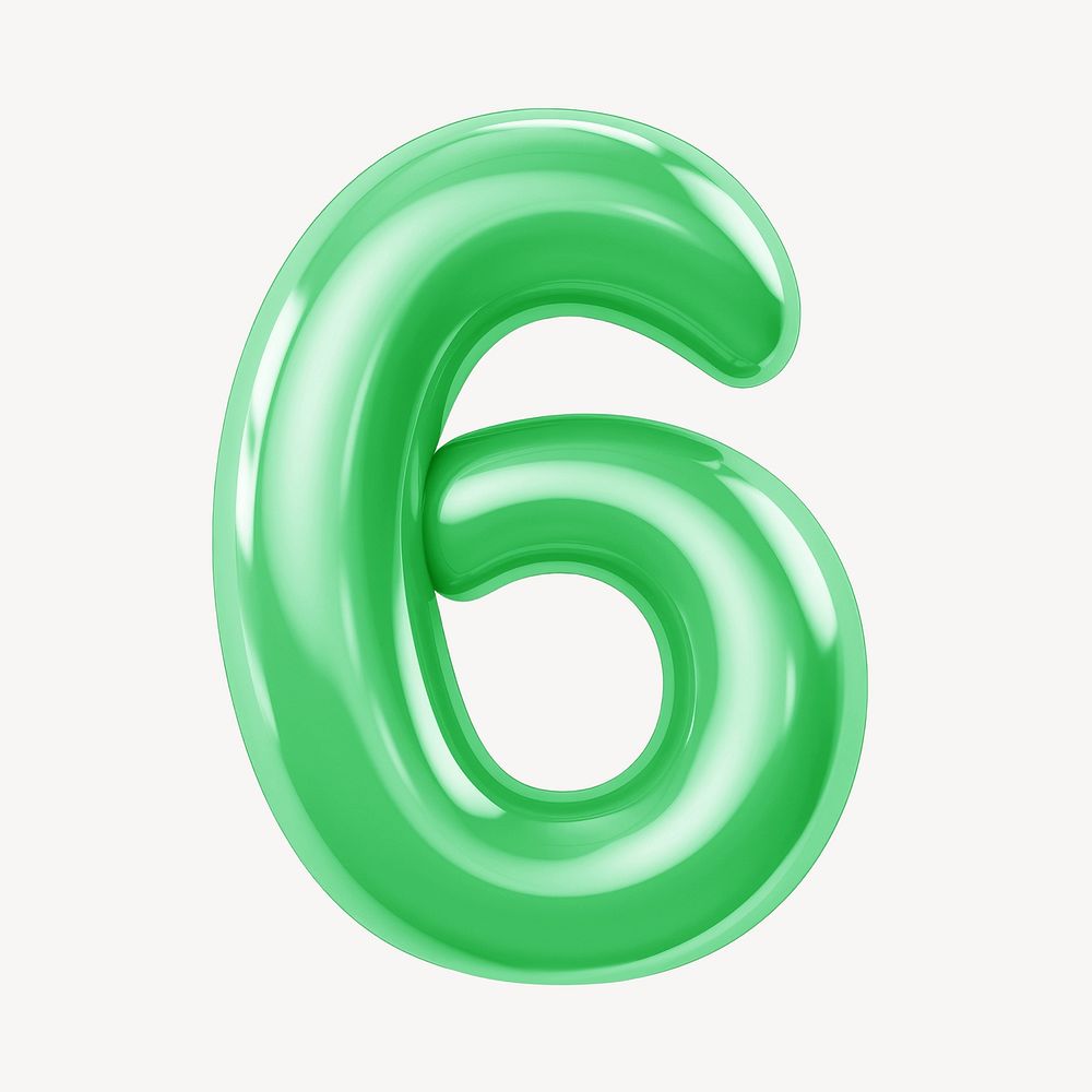 Number six green  3D balloon illustration