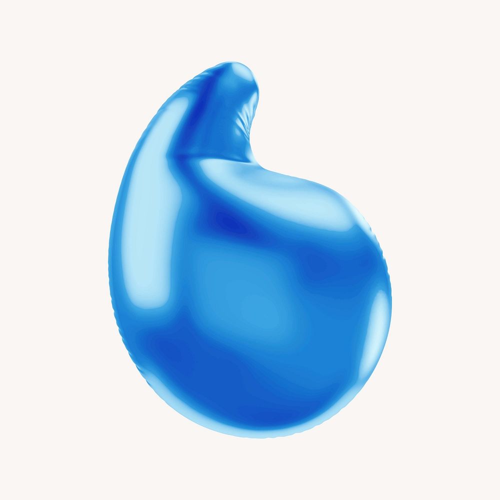 Apostrophe 3D blue balloon symbol illustration