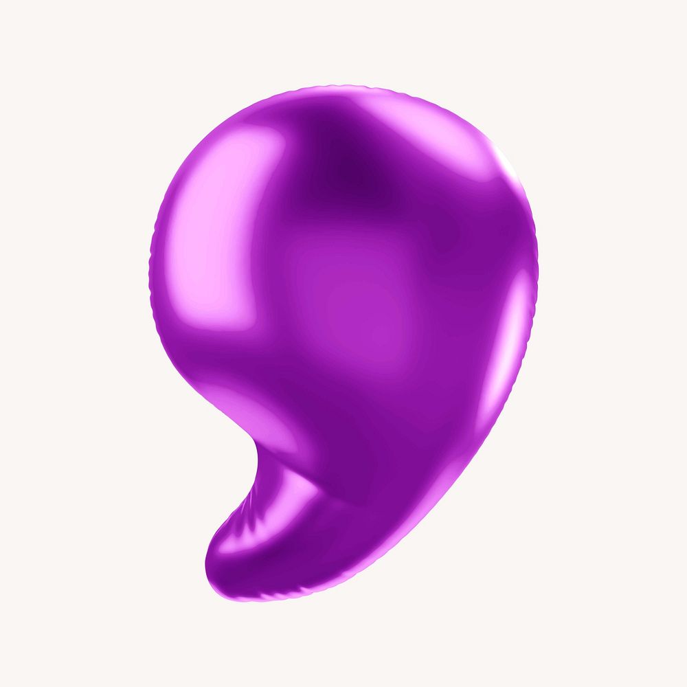 Apostrophe 3D purple balloon symbol illustration