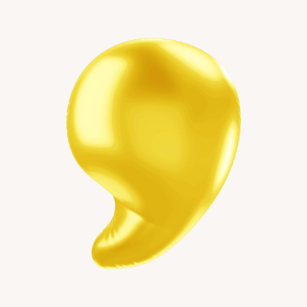 Apostrophe 3D yellow balloon symbol illustration