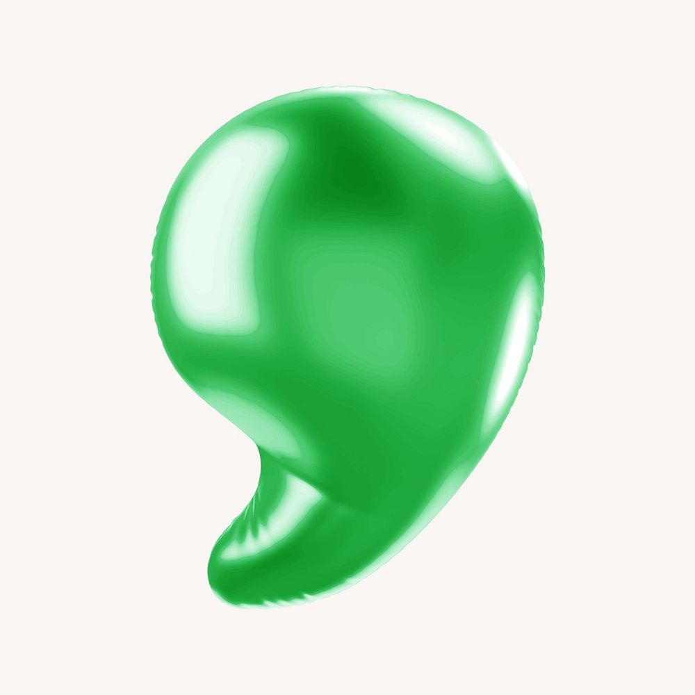 Apostrophe 3D green balloon symbol illustration