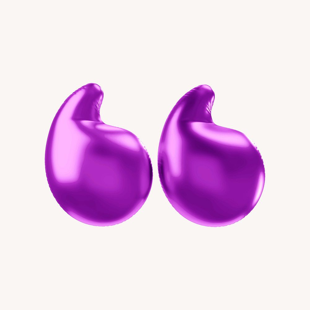 Quotation mark 3D purple balloon symbol illustration