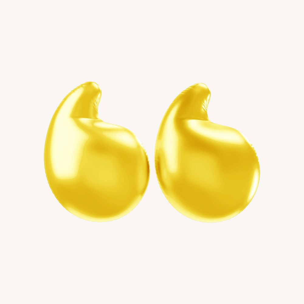 Quotation mark 3D yellow balloon symbol illustration