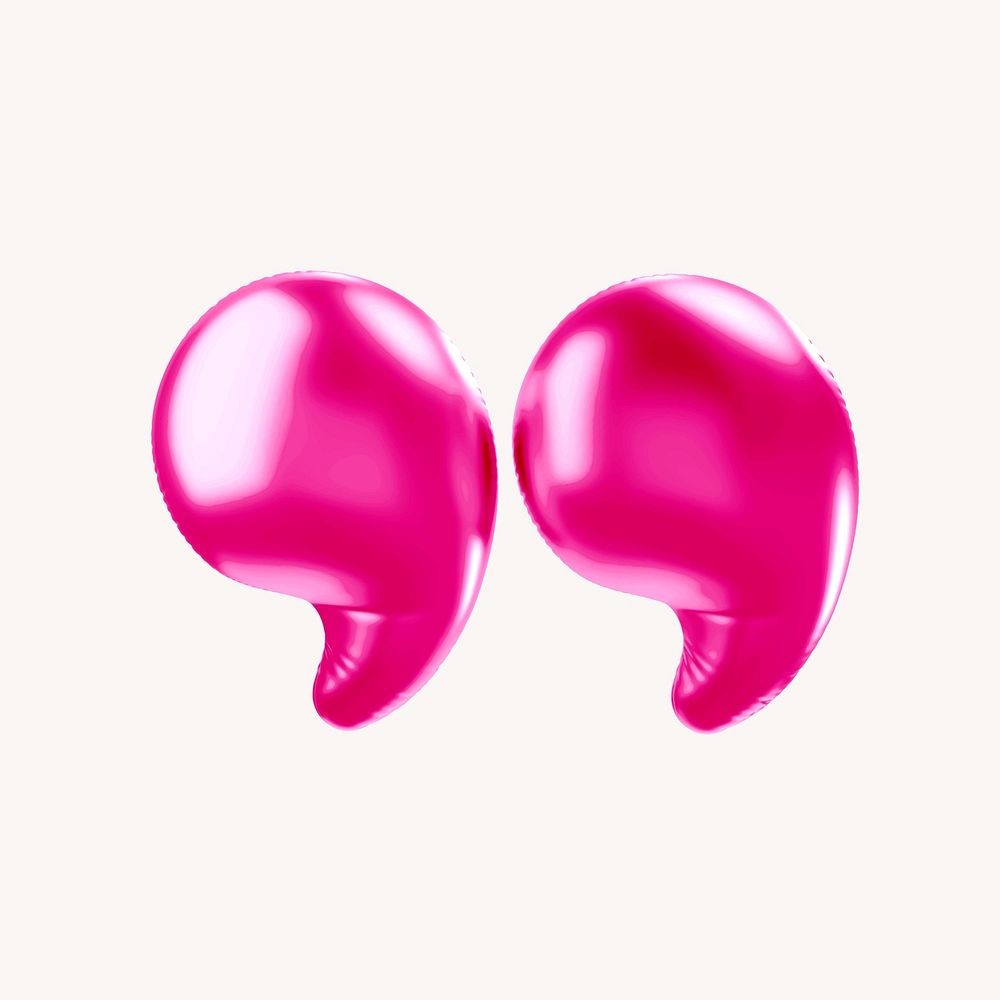 Quotation mark 3D pink balloon symbol illustration