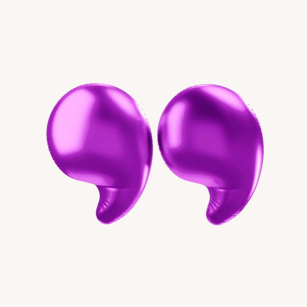 Quotation mark 3D purple balloon symbol illustration