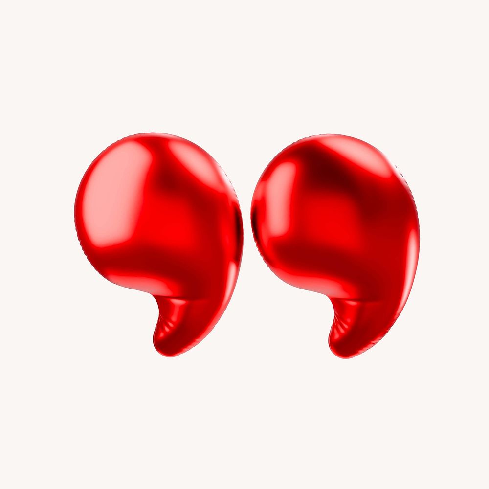 Quotation mark 3D red balloon symbol illustration