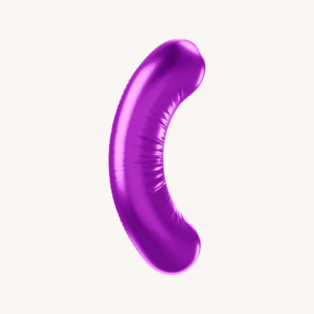 Parentheses 3D purple balloon symbol illustration