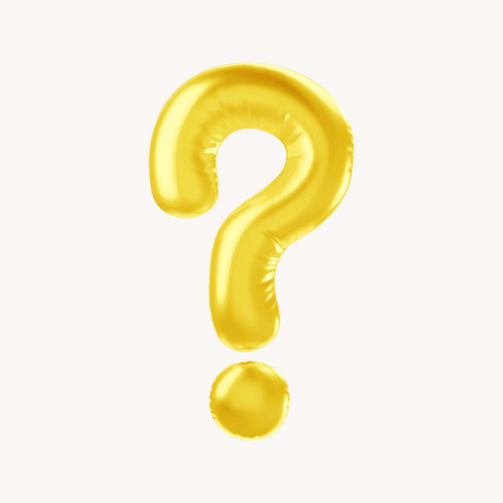 Question mark 3D yellow balloon symbol illustration
