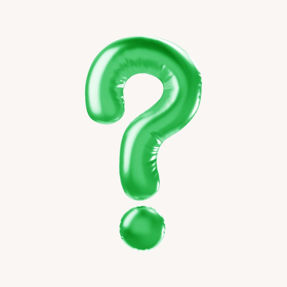 Question mark 3D green balloon symbol illustration