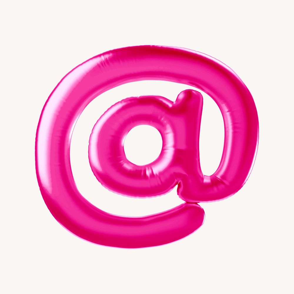 At the rate sign 3D pink balloon symbol illustration