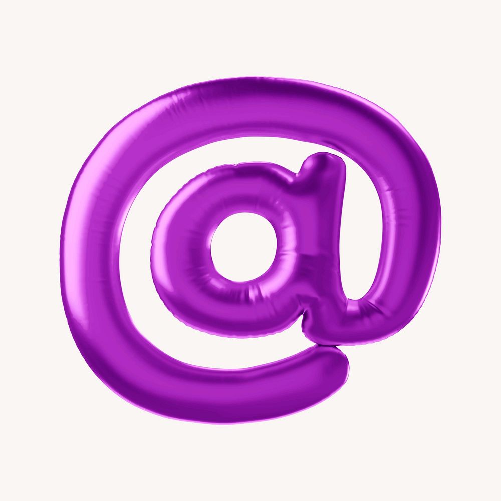 At the rate sign 3D purple balloon symbol illustration