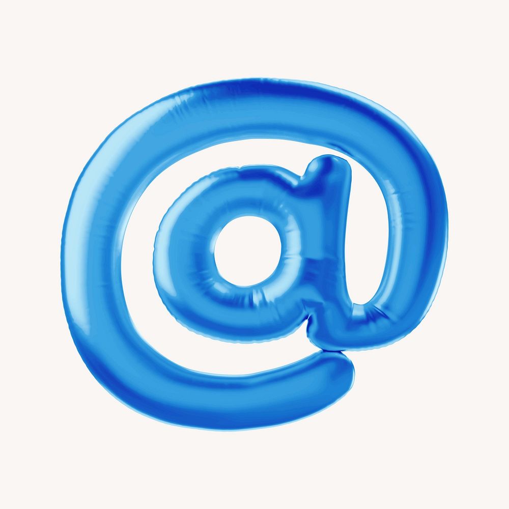 At the rate sign 3D blue balloon symbol illustration