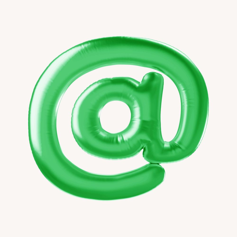 At the rate sign 3D green balloon symbol illustration