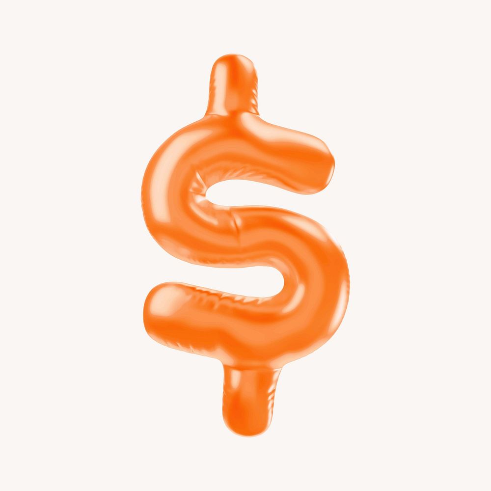 Dollar sign 3D orange balloon symbol illustration