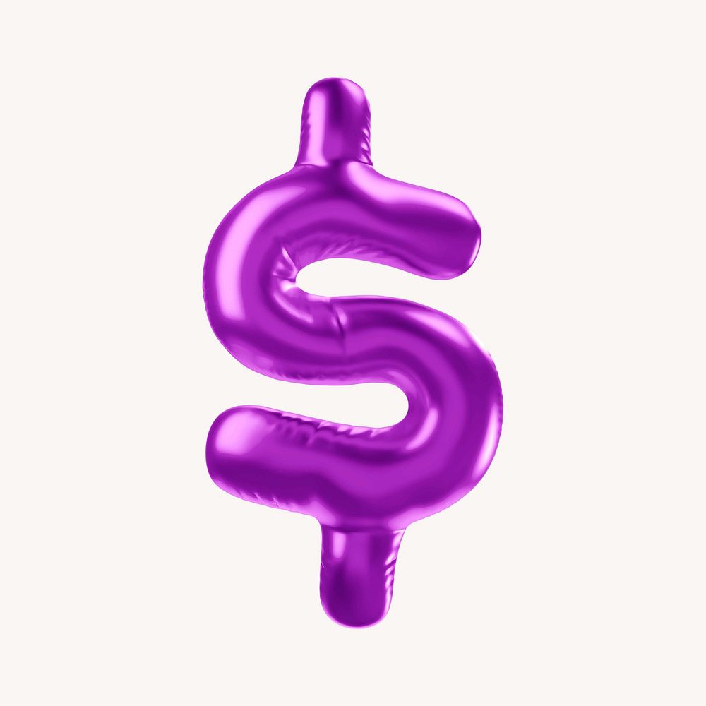 Dollar sign 3D purple balloon symbol illustration