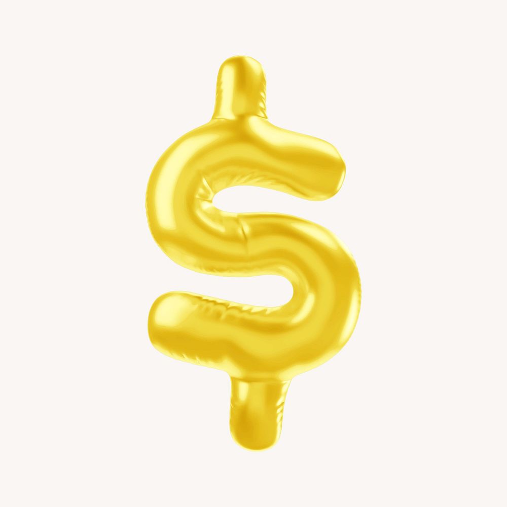 Dollar sign 3D yellow balloon symbol illustration