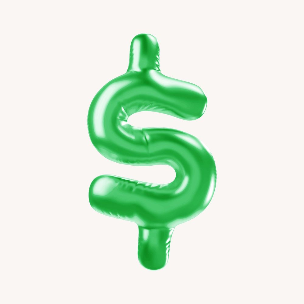 Dollar sign 3D green balloon symbol illustration