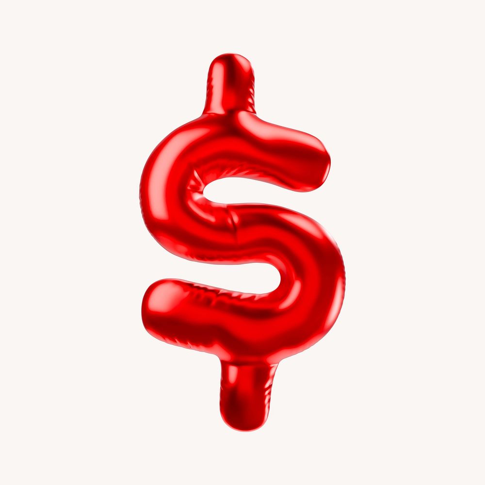 Dollar sign 3D red balloon symbol illustration