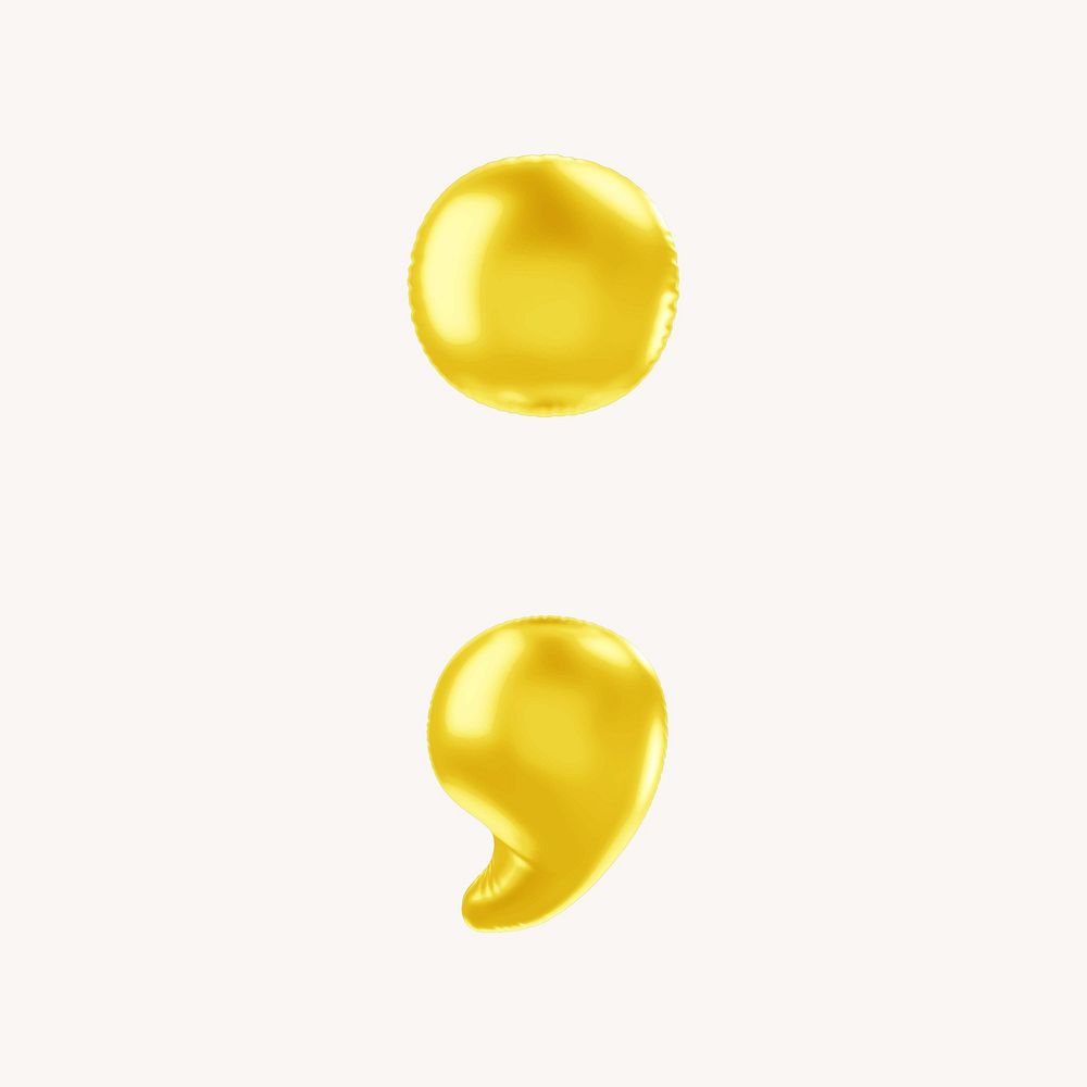Semicolon 3D yellow balloon symbol illustration