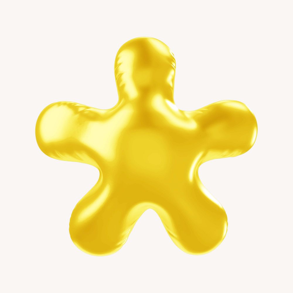 Asterisk 3D yellow balloon symbol illustration