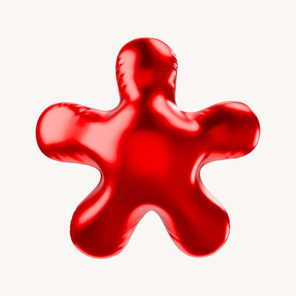 Asterisk 3D red balloon symbol illustration