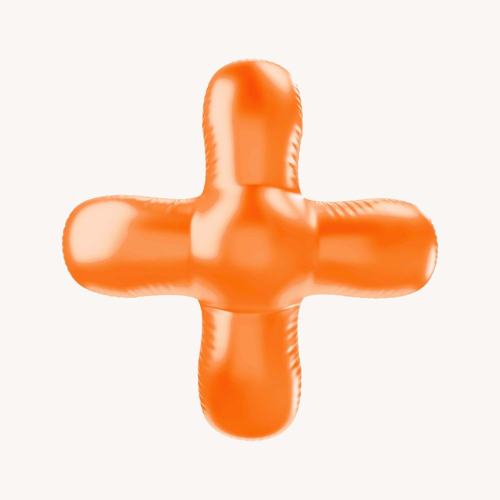 Plus sign 3D orange balloon symbol illustration