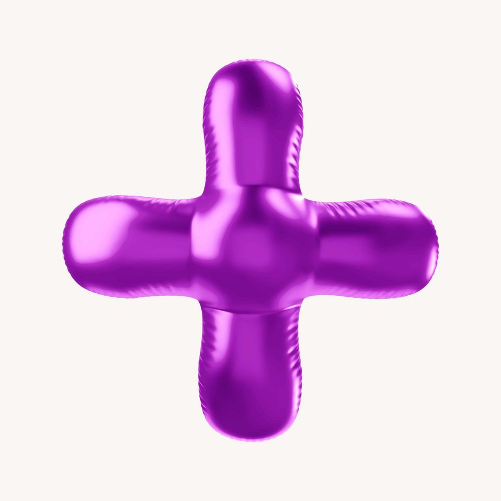 Plus sign 3D purple balloon symbol illustration