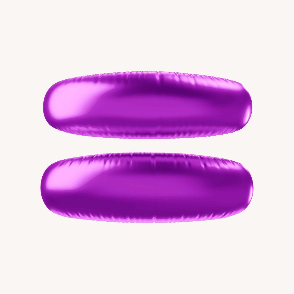 Equal to 3D purple balloon symbol illustration