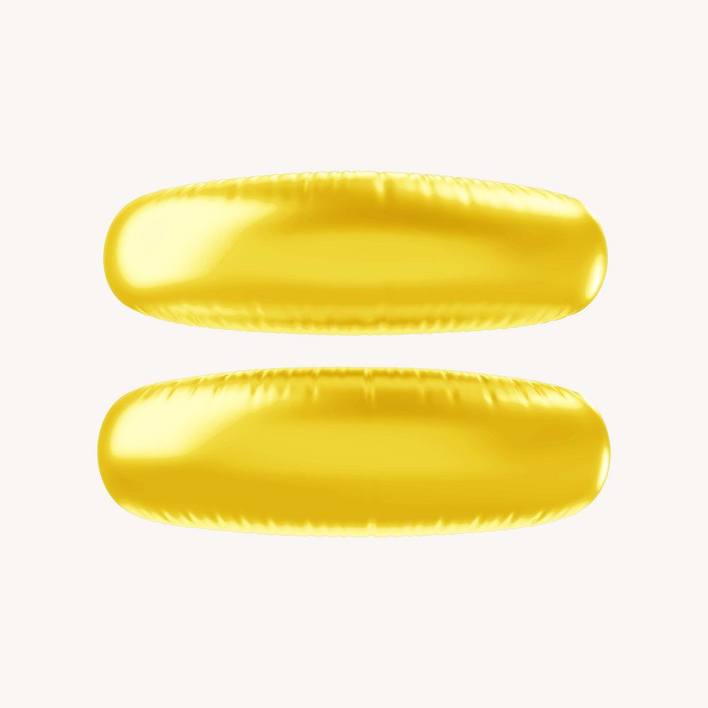 Equal to 3D yellow balloon symbol illustration