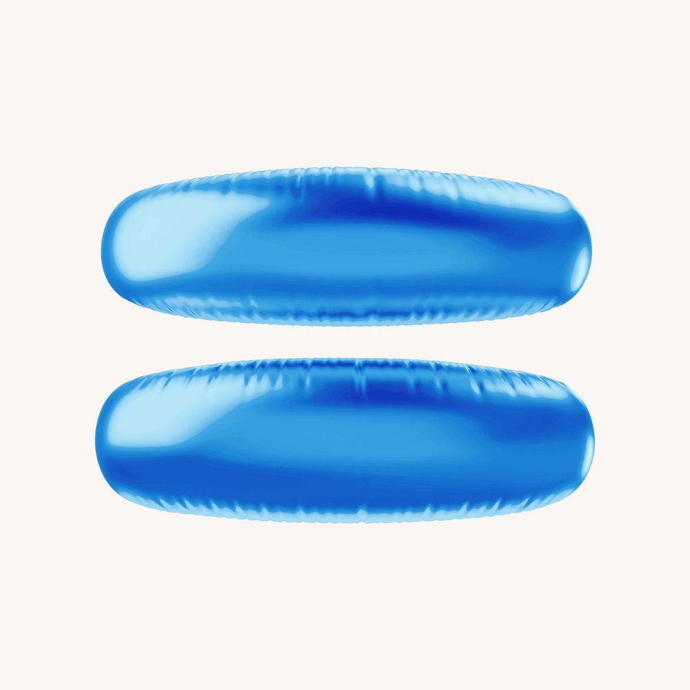 Equal to 3D blue balloon symbol illustration