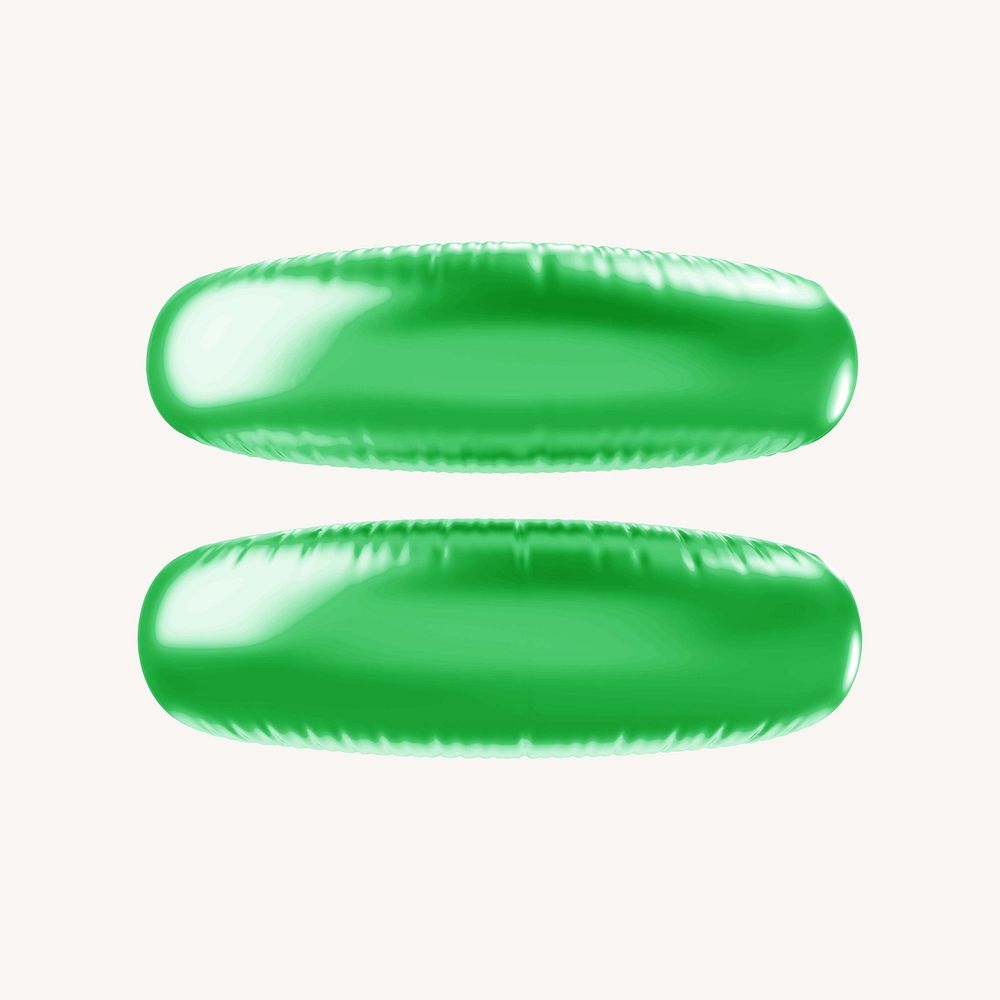 Equal to 3D green balloon symbol illustration