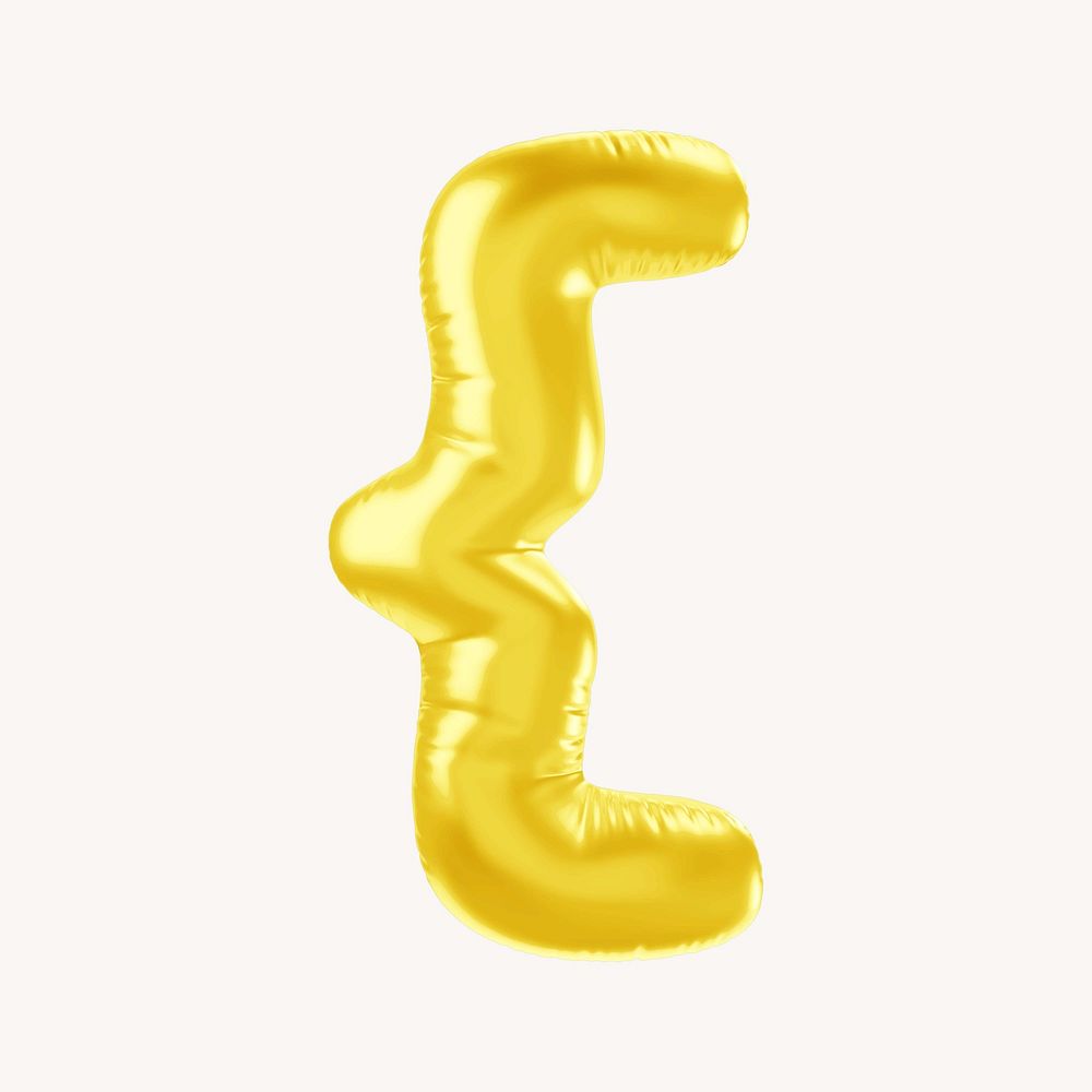 Curly bracket 3D yellow balloon symbol illustration