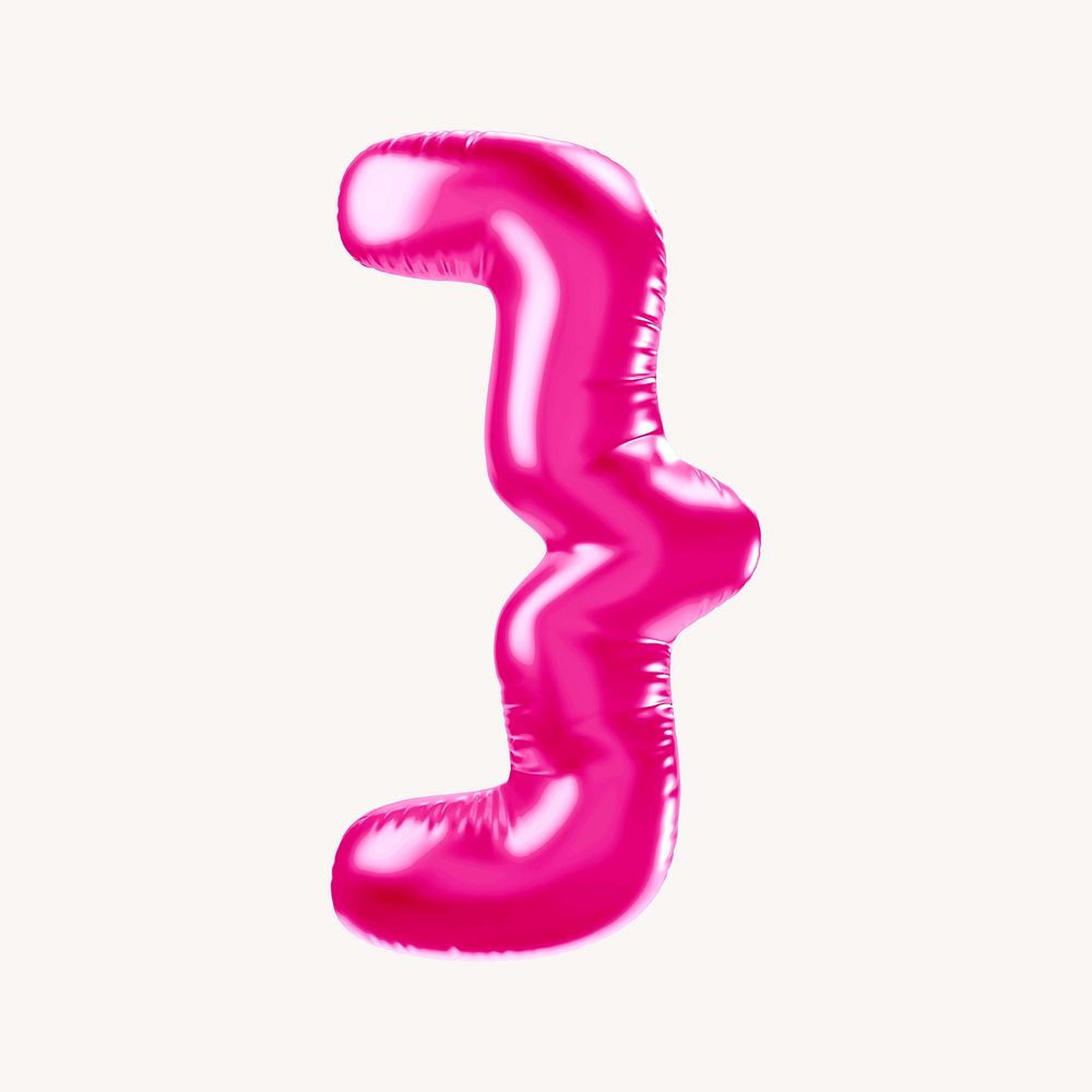 Curly bracket 3D pink balloon symbol illustration