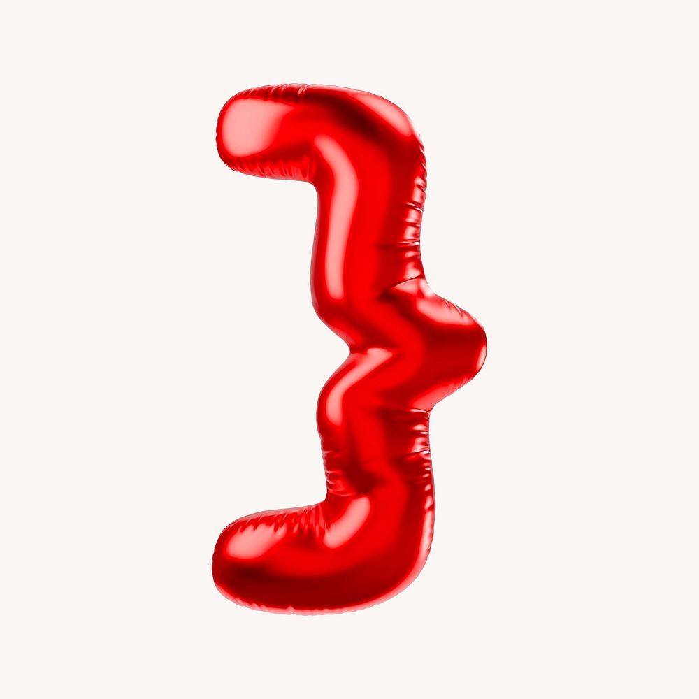 Curly bracket 3D red balloon symbol illustration