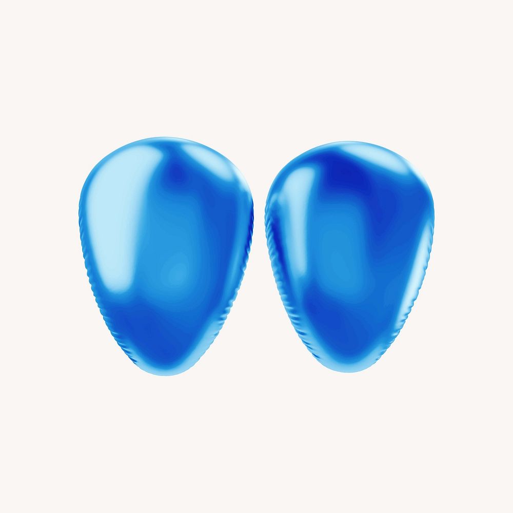 Quotation mark 3D blue balloon symbol illustration