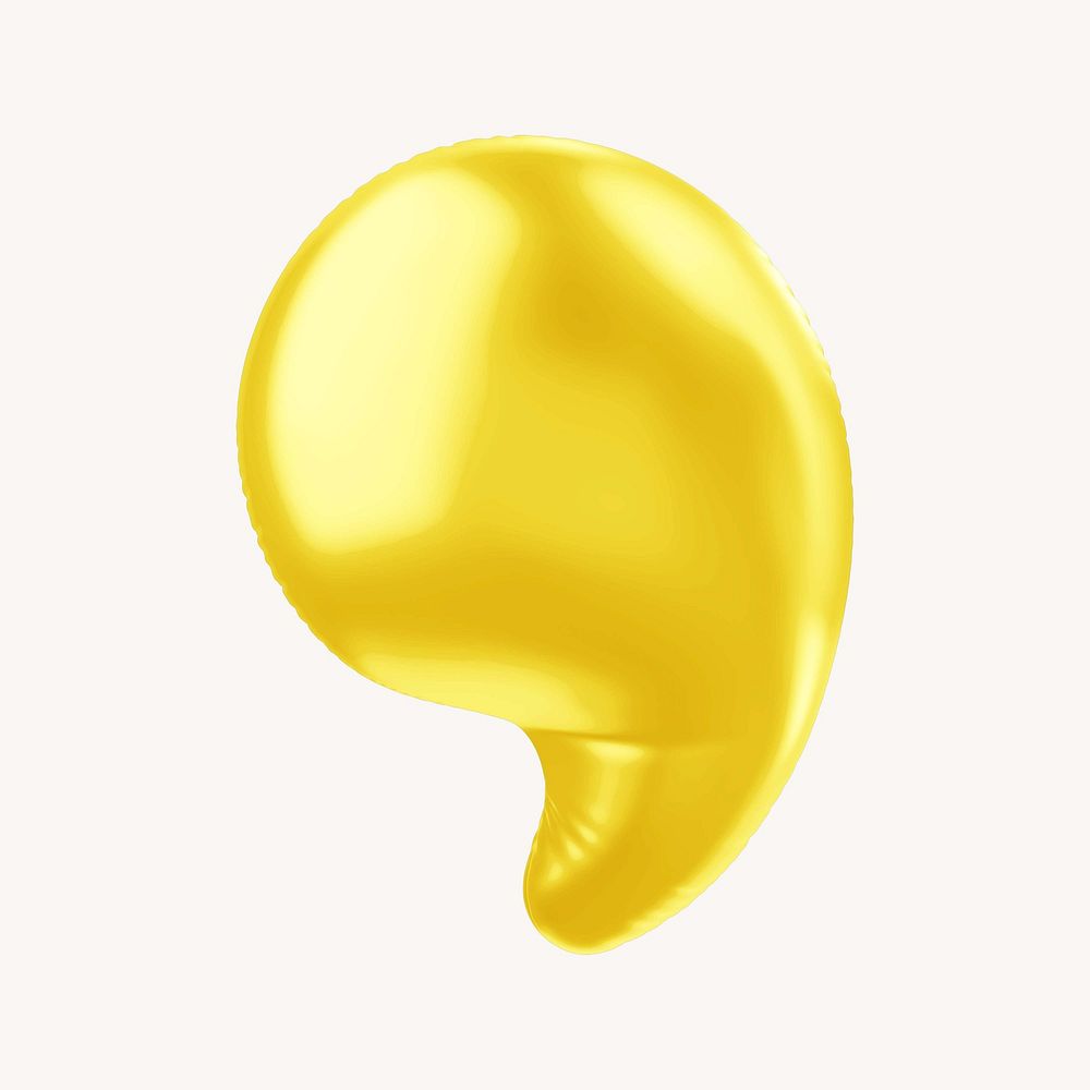 Comma 3D yellow balloon symbol illustration