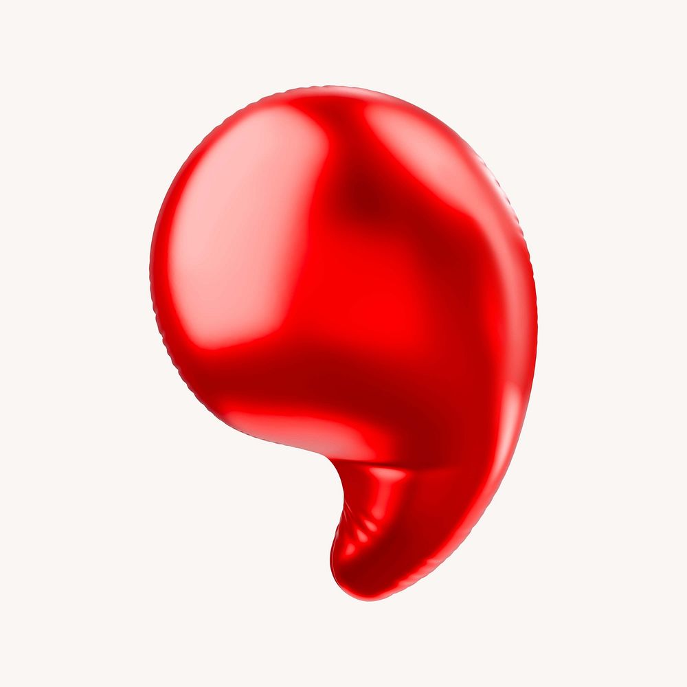 Comma 3D red balloon symbol illustration