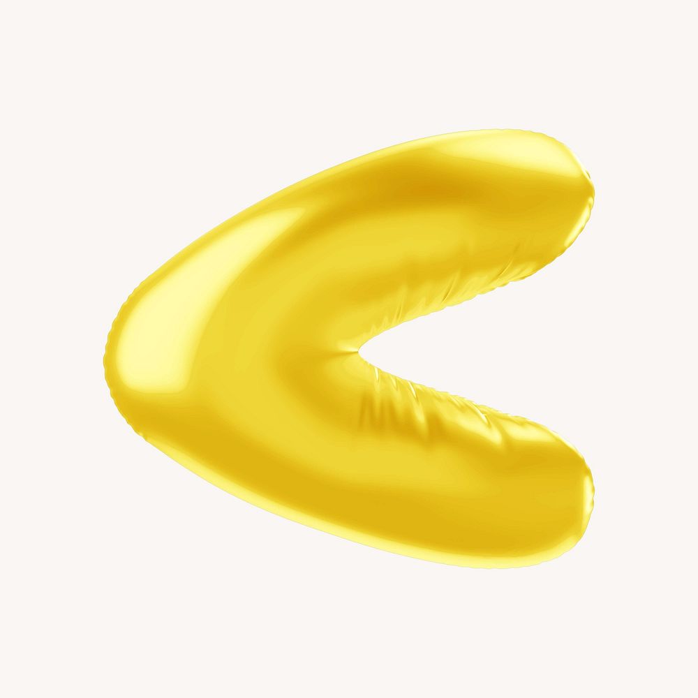 Less than 3D yellow balloon symbol illustration