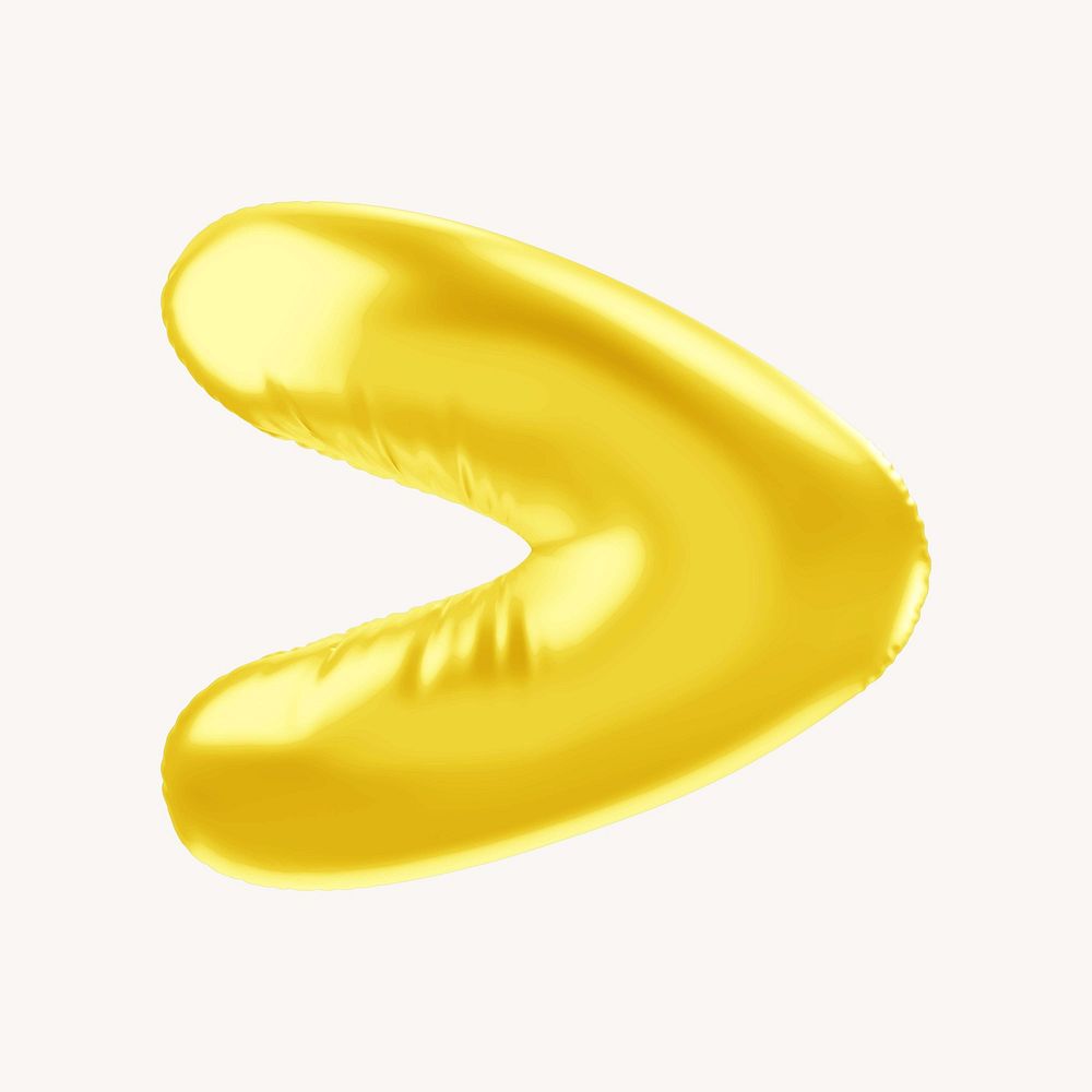 Greater than 3D yellow balloon symbol illustration
