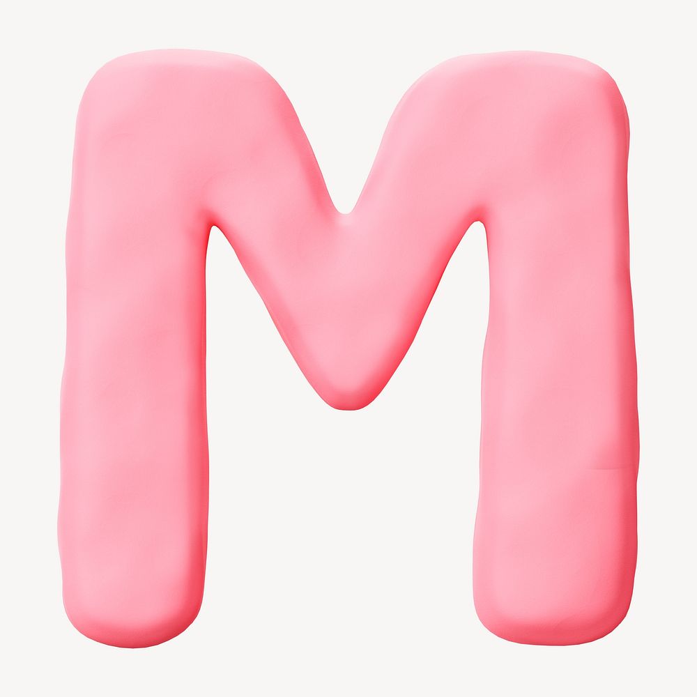 Capital letter M pink clay alphabet design