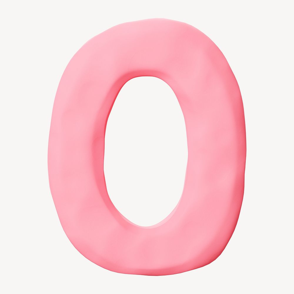 Number zero pink clay alphabet design
