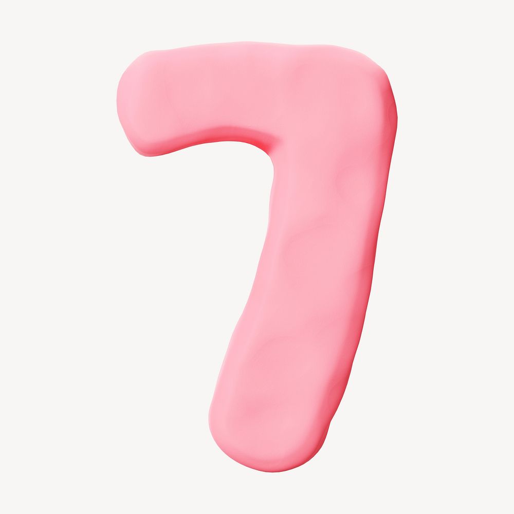 Number seven pink clay alphabet design