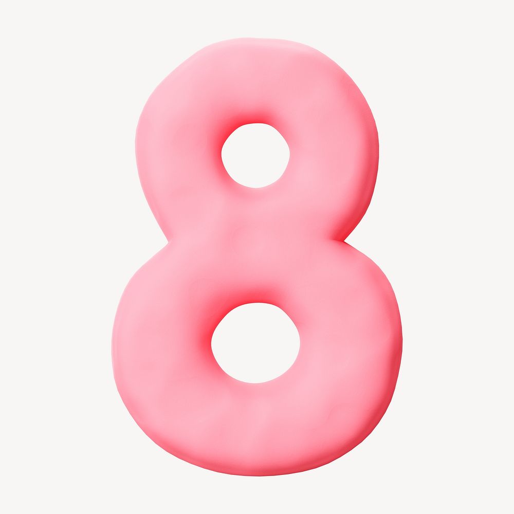 Number 8 pink clay alphabet design