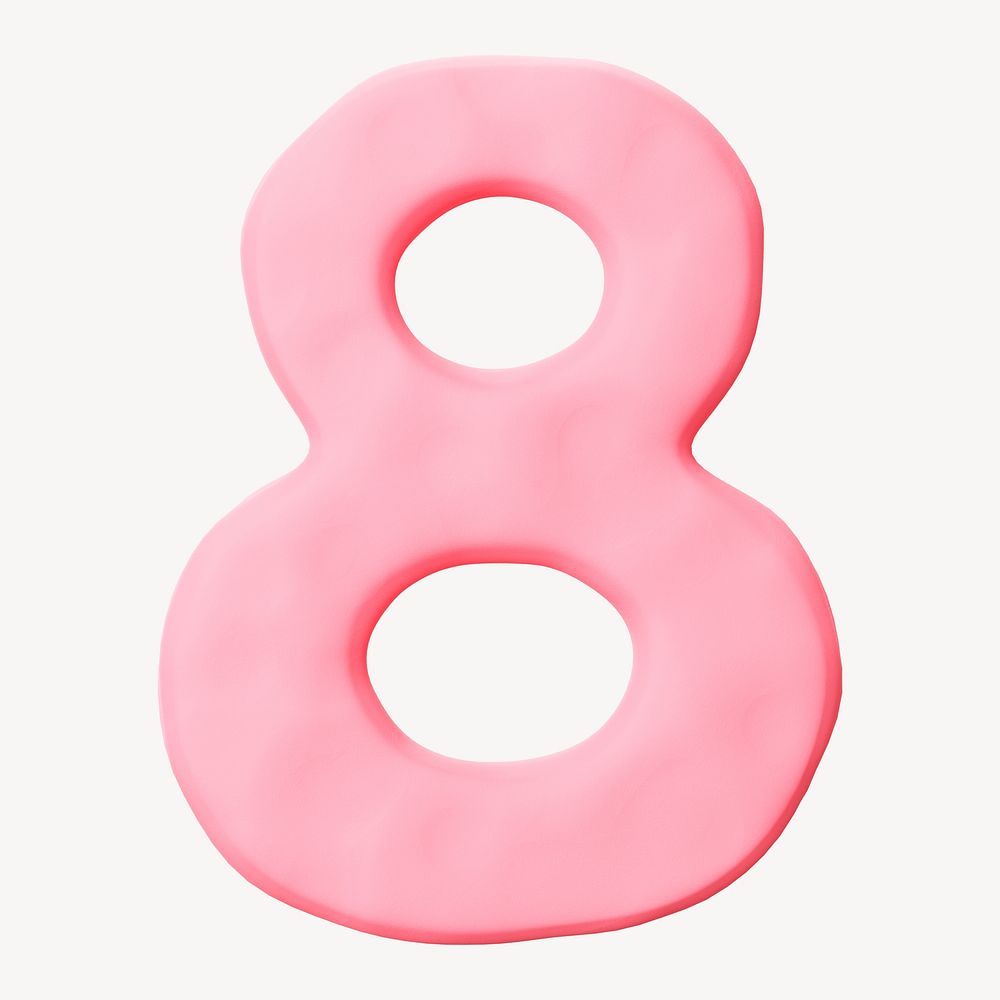 Number eight pink clay alphabet design