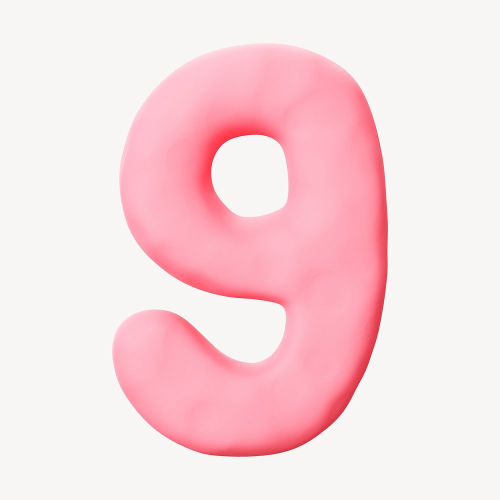 Number 9 pink clay alphabet design