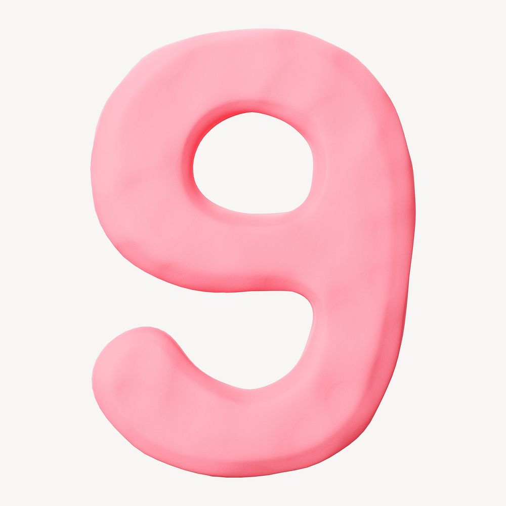 Number nine pink clay alphabet design